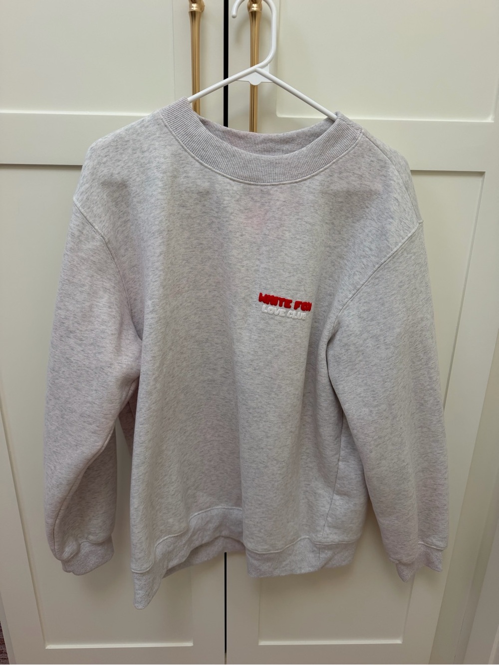 White Fox Light Gray Crewneck Sweatshirt with Red Logo